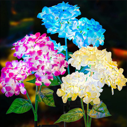 3Pcs Solar Light Hydrangea Flower LED Garden Solar Lamp Outdoor Lighting