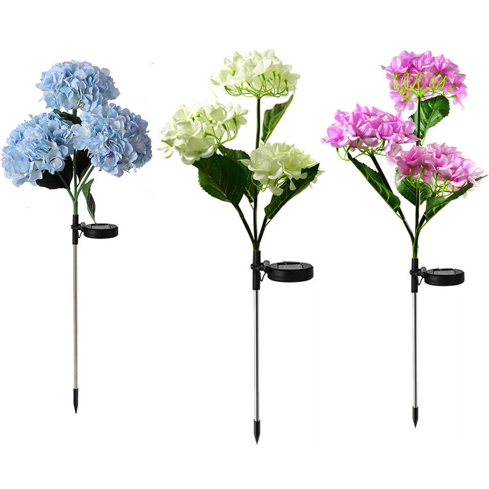 3Pcs Solar Light Hydrangea Flower LED Garden Solar Lamp Outdoor Lighting