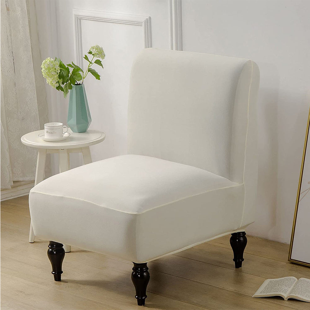 Armless Accent Slipper Chair Cover Stretch Slipper Chair Cover Beige