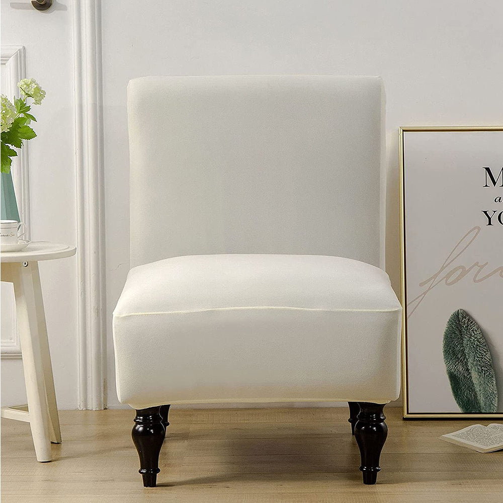 Armless Accent Slipper Chair Cover Stretch Slipper Chair Cover Beige