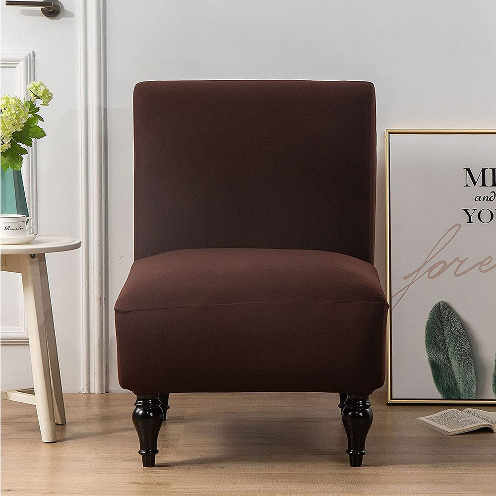 Armless Accent Slipper Chair Cover Stretch Slipper Chair Cover Brown