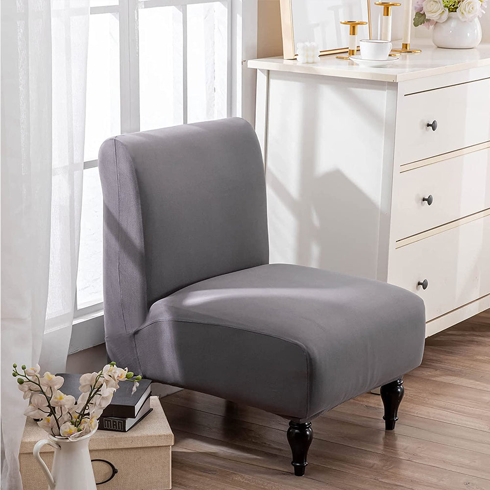 Armless Accent Slipper Chair Cover Stretch Slipper Chair Cover Light Grey