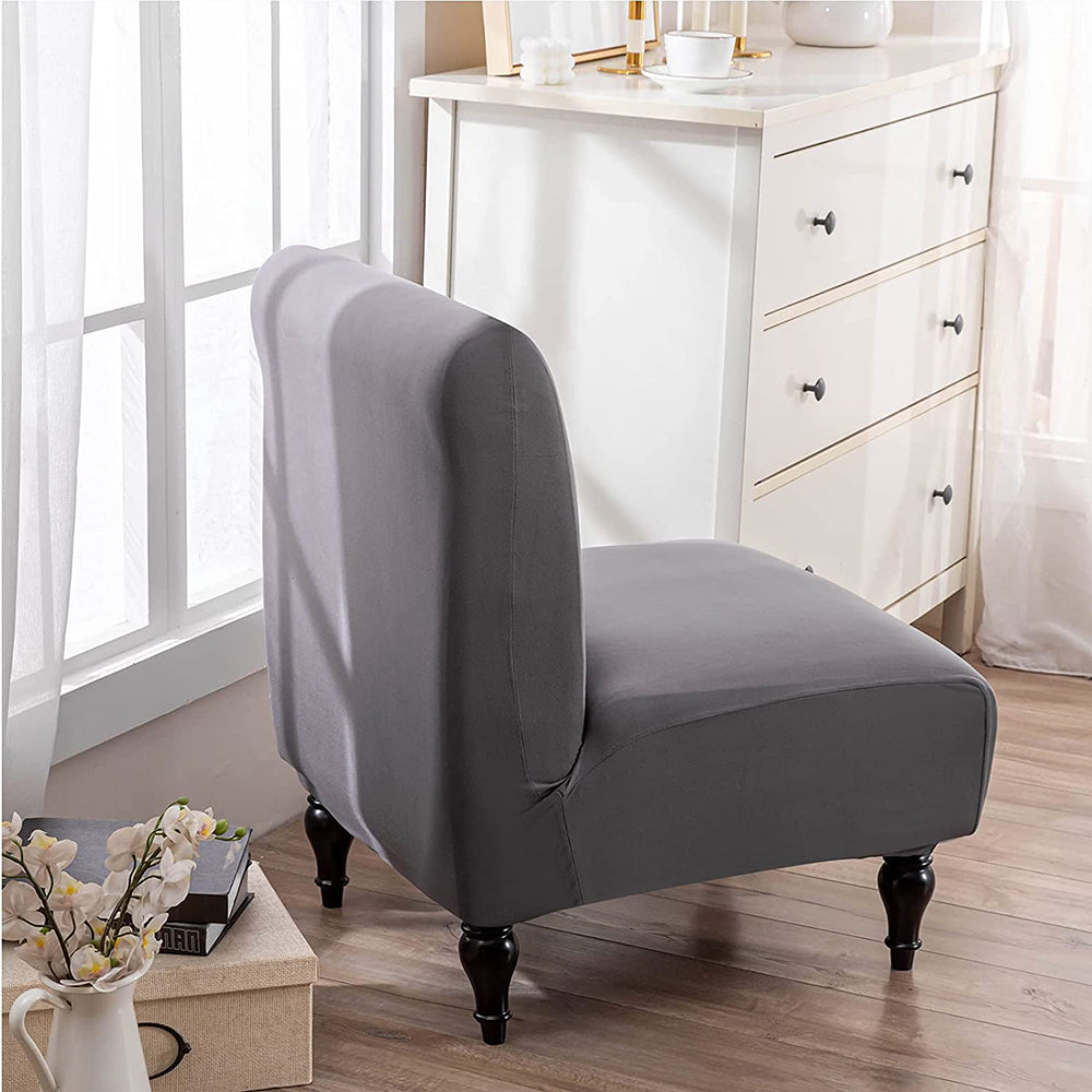 Armless Accent Slipper Chair Cover Stretch Slipper Chair Cover Light Grey
