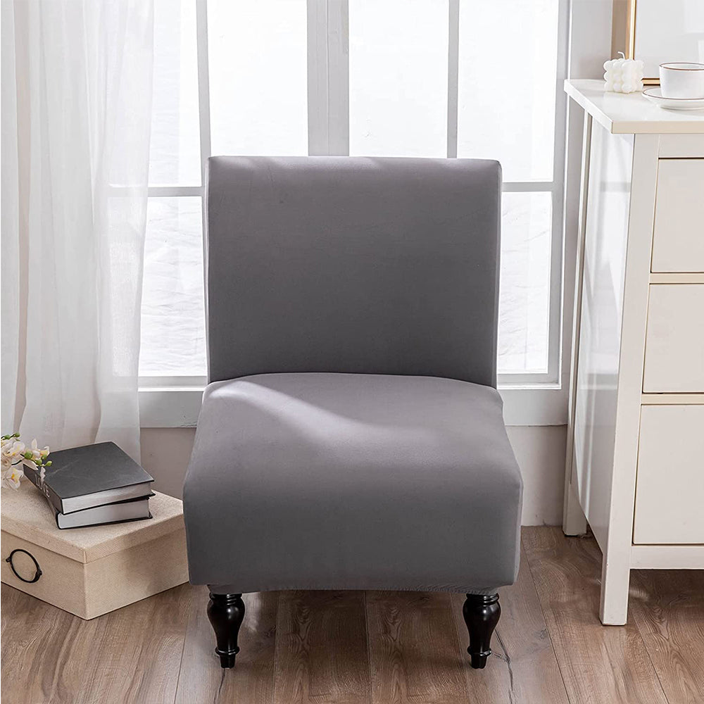 Armless Accent Slipper Chair Cover Stretch Slipper Chair Cover Light Grey