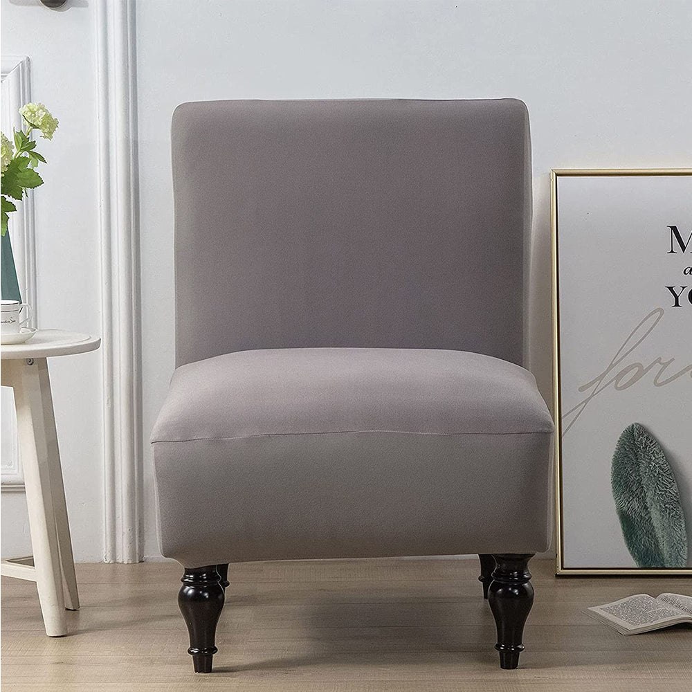 Armless Accent Slipper Chair Cover Stretch Slipper Chair Cover Light Grey