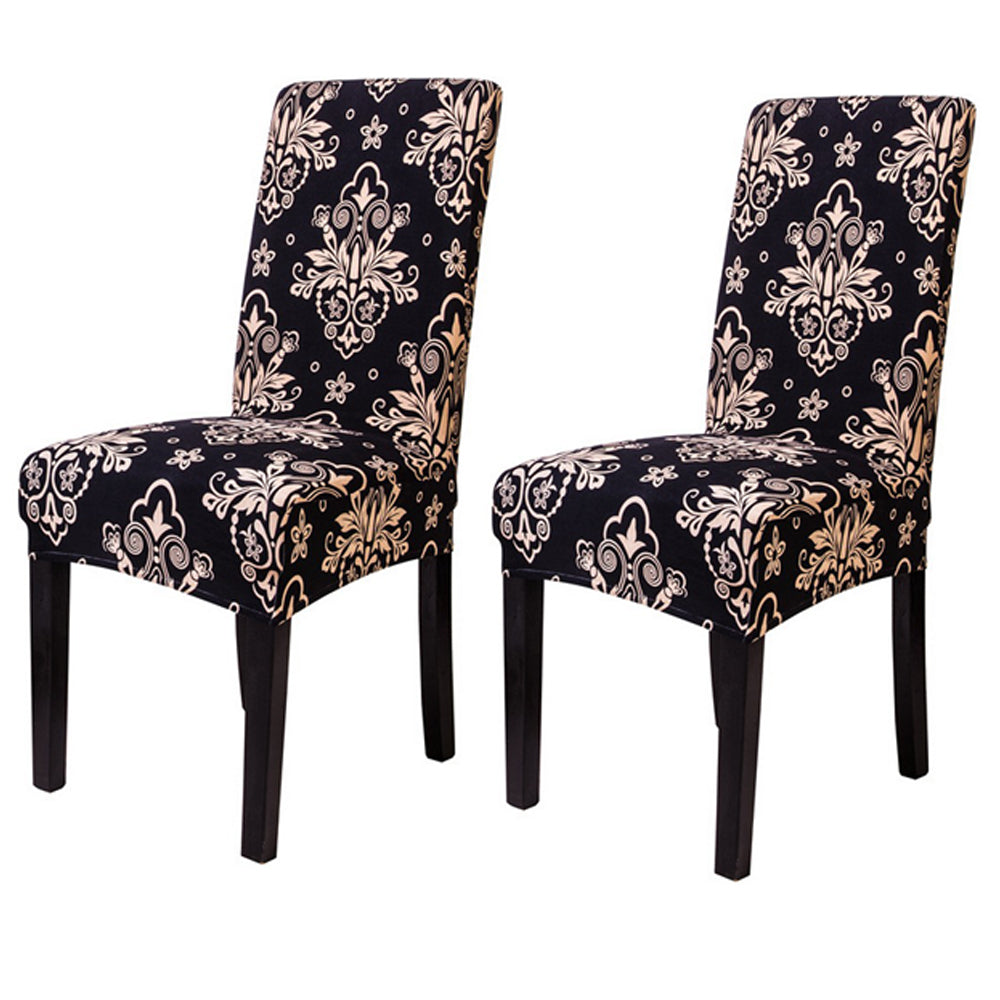 2 X Stretch Dining Chair Covers Washable Chair Slipcovers Classical Printed