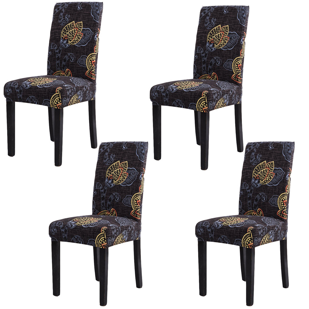 4 X Stretch Dining Chair Covers Washable Chair Slipcovers Leaves Printed