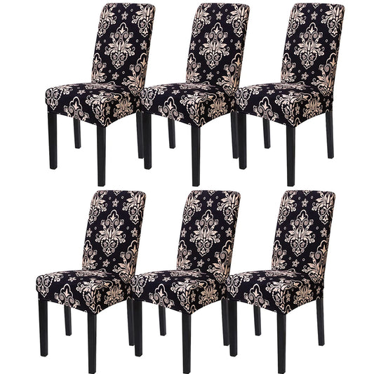 6 X Stretch Dining Chair Covers Washable Chair Slipcovers Classical Printed