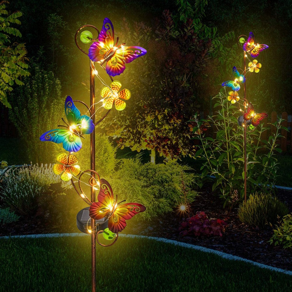 2X Solar Lights Butterfly Solar Lights Outdoor Garden Lamps