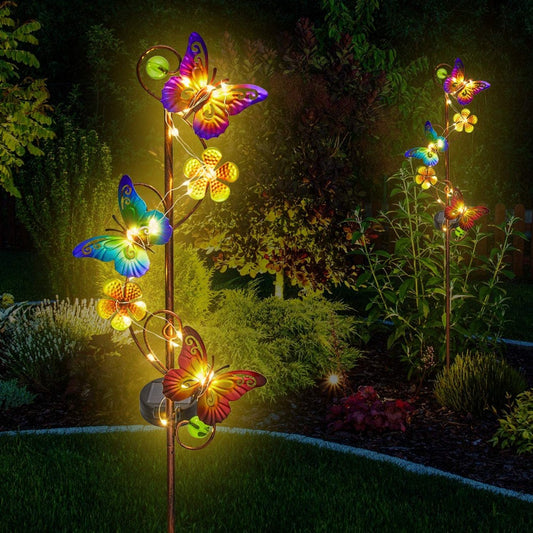 2X Solar Lights Butterfly Solar Lights Outdoor Garden Lamps