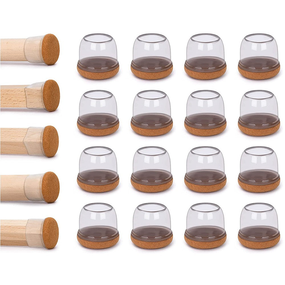 16X Round Chair Furniture Leg Floor Protector Chair Leg Cover with Felt Bottom