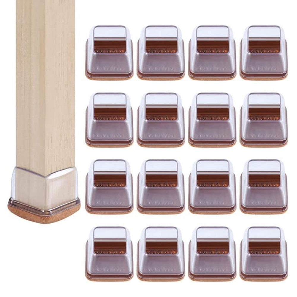 16X Square Chair Furniture Leg Floor Protector Chair Leg Cover with Felt Bottom