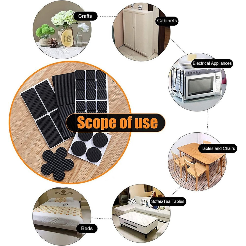 2 X Set of 93Pcs Self Adhesive Chair Leg Pads Anti Slip Furniture Grippers Cover