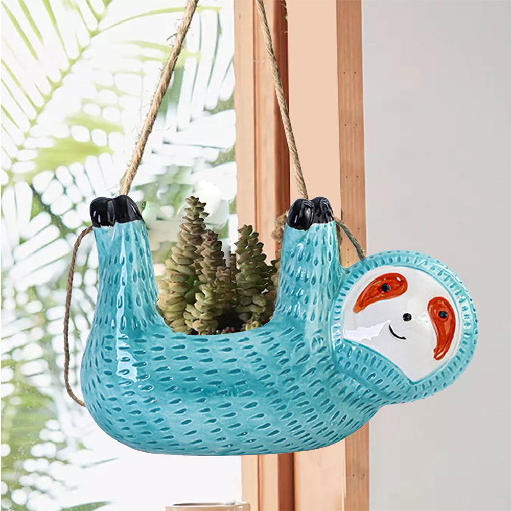 22cm Sloth Hanging Planter Sloth Flower Pot Succulent Pot Garden Decor Blue