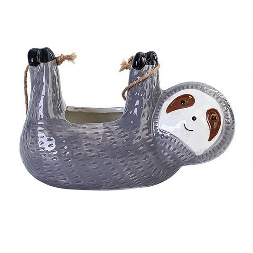 17cm Sloth Hanging Planter Sloth Flower Pot Succulent Pot Garden Decor Grey