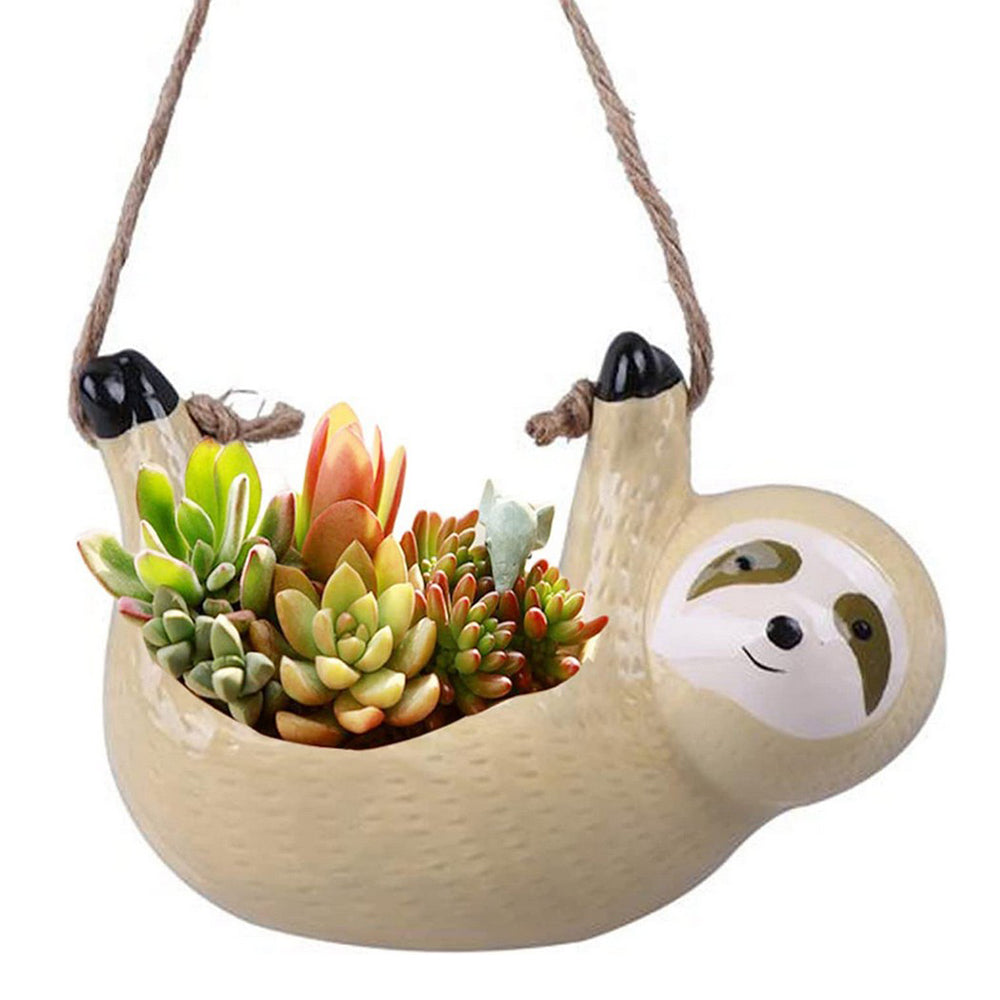 22cm Sloth Hanging Planter Sloth Flower Pot Succulent Pot Garden Decor Khaki