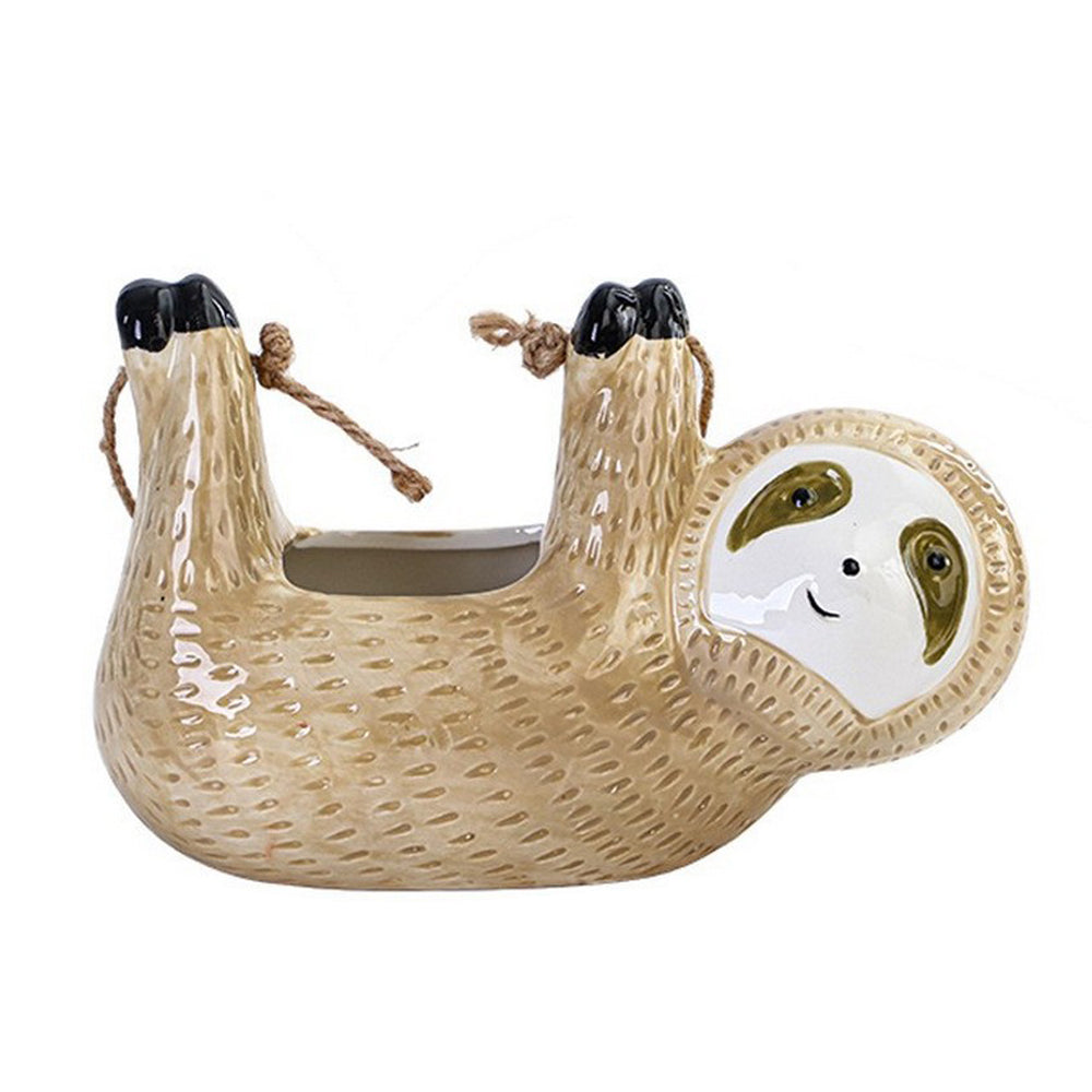 22cm Sloth Hanging Planter Sloth Flower Pot Succulent Pot Garden Decor Khaki