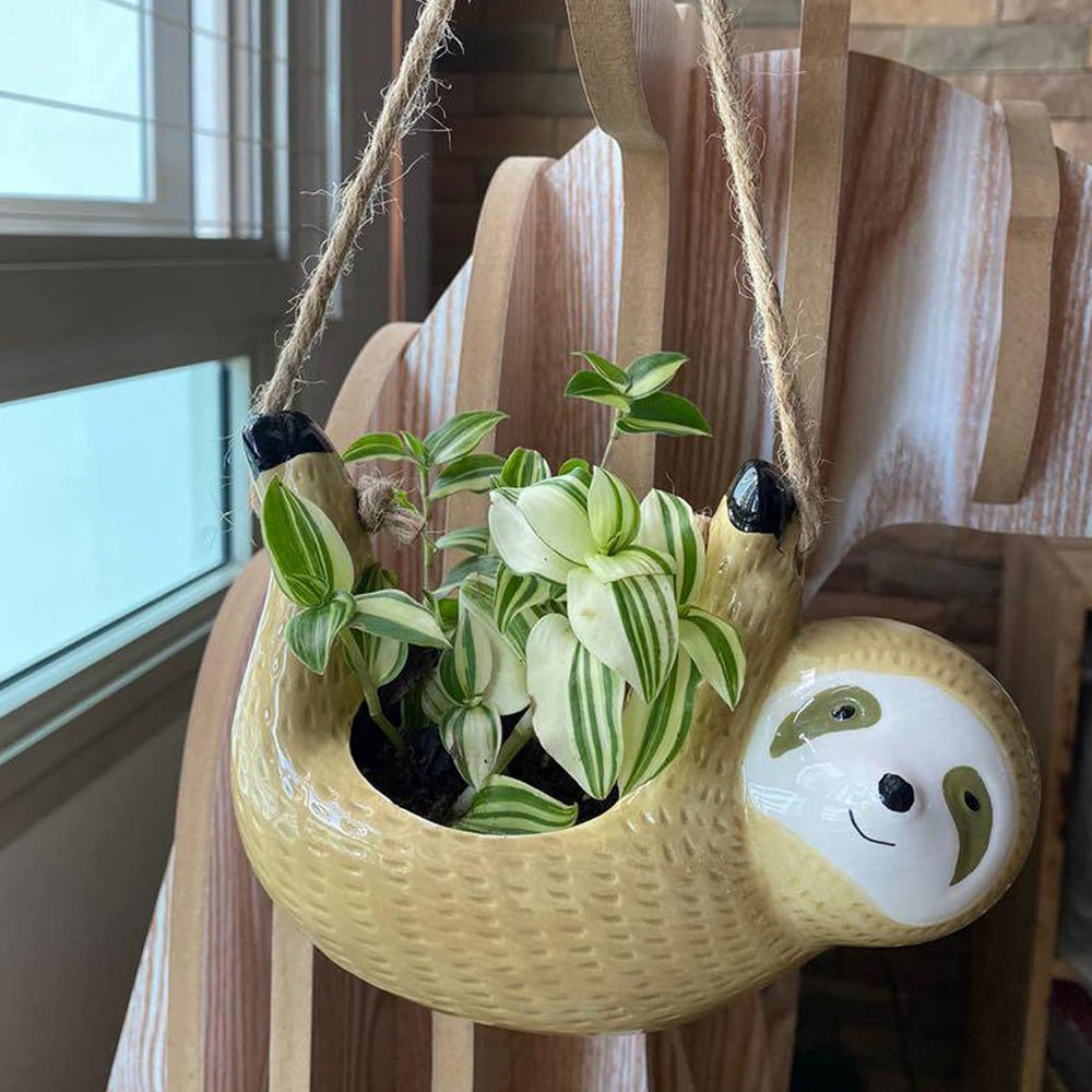 22cm Sloth Hanging Planter Sloth Flower Pot Succulent Pot Garden Decor Khaki