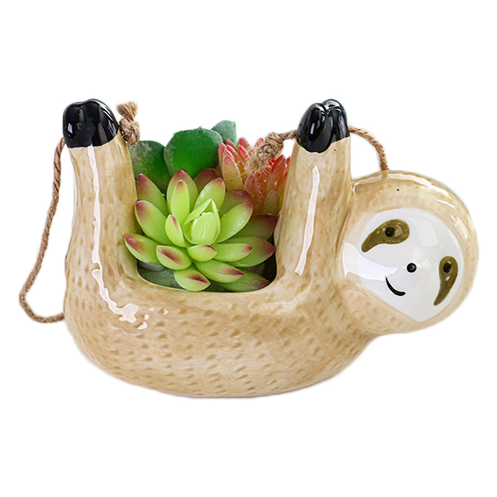 22cm Sloth Hanging Planter Sloth Flower Pot Succulent Pot Garden Decor Khaki