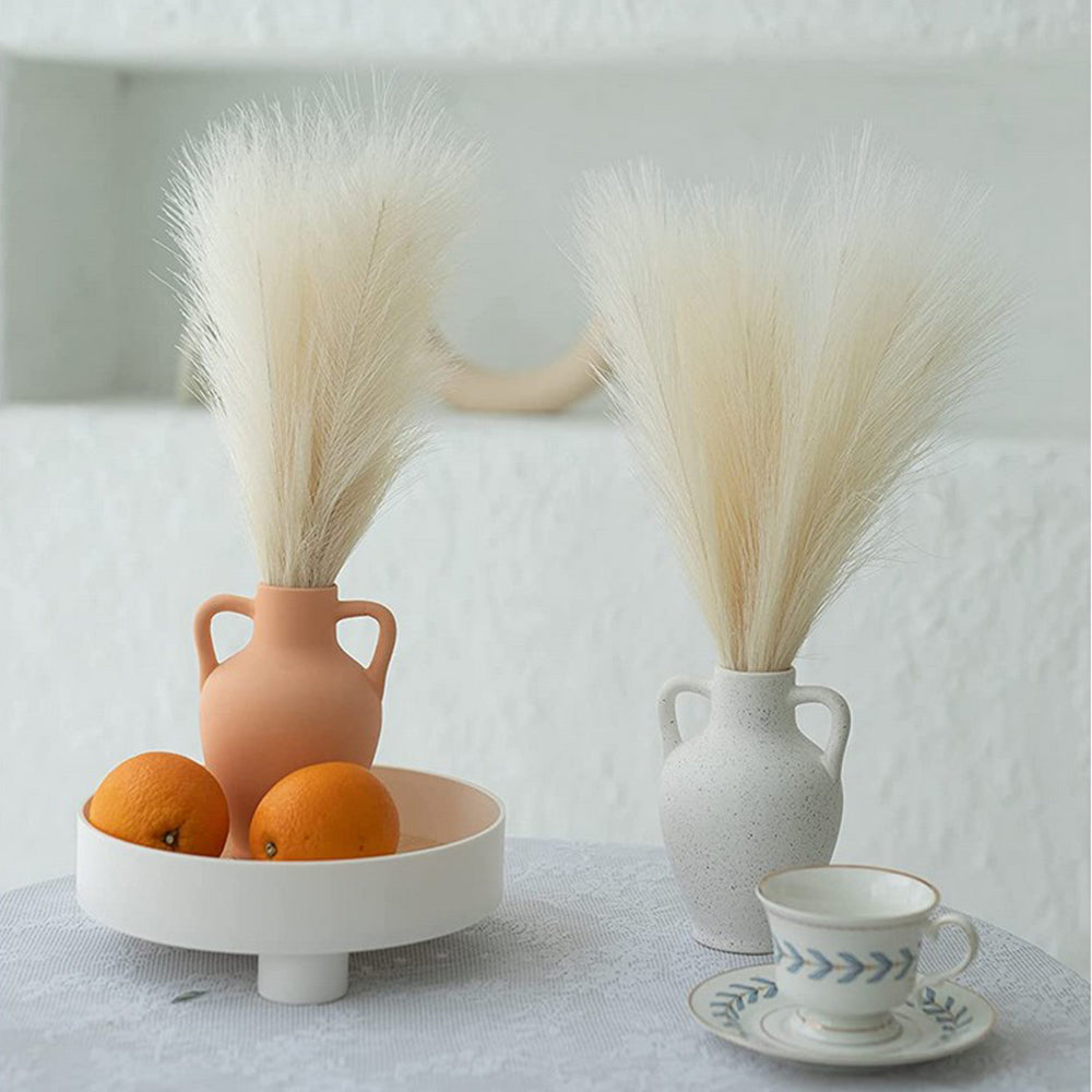 4Pcs Beige Faux Pampas Grass 50cm Tall Artificial Reed Fluffy Stems Home Decor