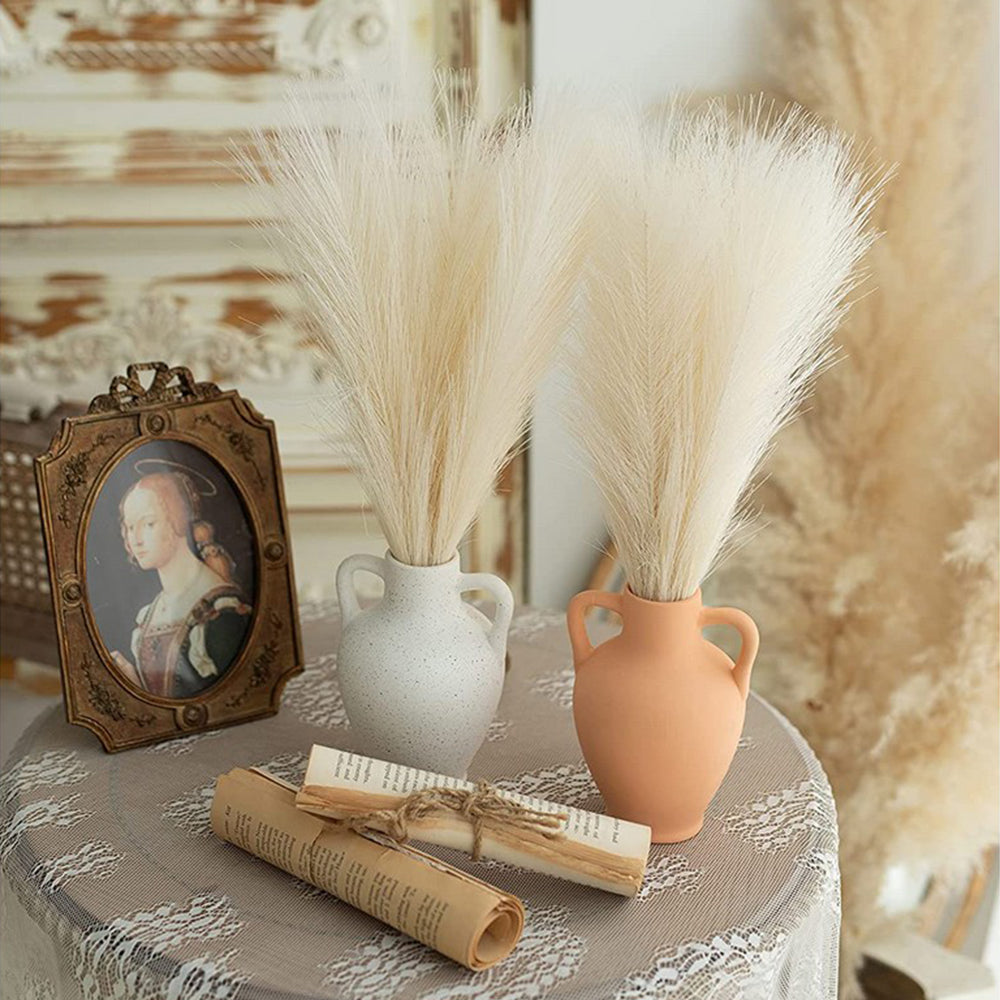 4Pcs Beige Faux Pampas Grass 50cm Tall Artificial Reed Fluffy Stems Home Decor