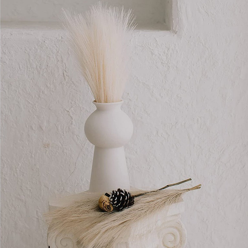 4Pcs Beige Faux Pampas Grass 50cm Tall Artificial Reed Fluffy Stems Home Decor