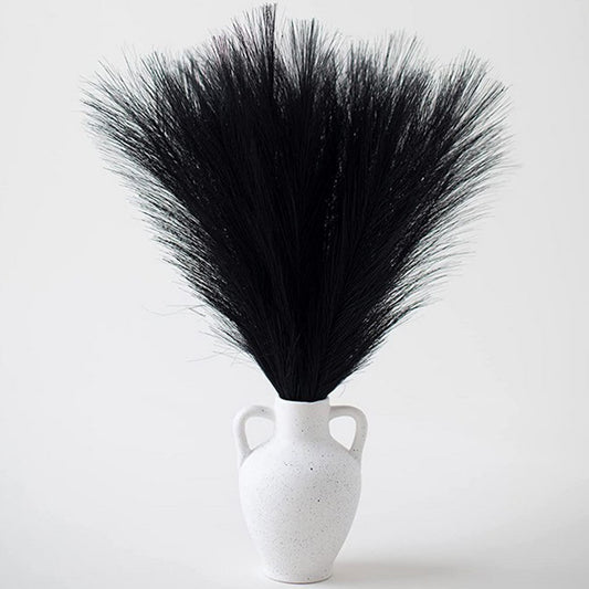 4Pcs Black Faux Pampas Grass 50cm Tall Artificial Reed Fluffy Stems Home Decor