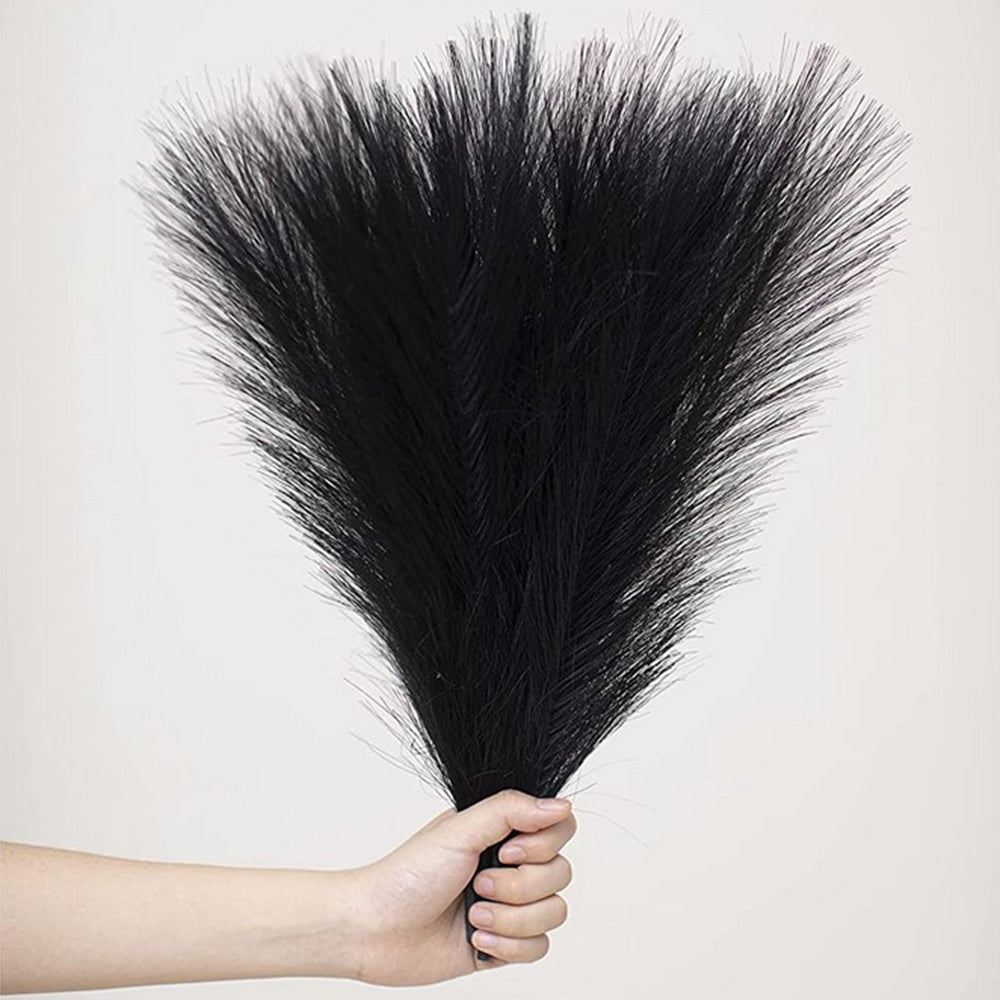 4Pcs Black Faux Pampas Grass 50cm Tall Artificial Reed Fluffy Stems Home Decor