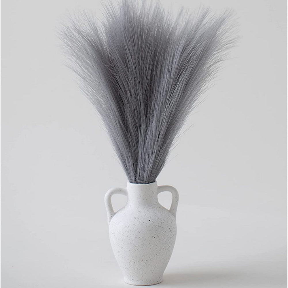 4Pcs Grey Faux Pampas Grass 50cm Tall Artificial Reed Fluffy Stems Home Decor