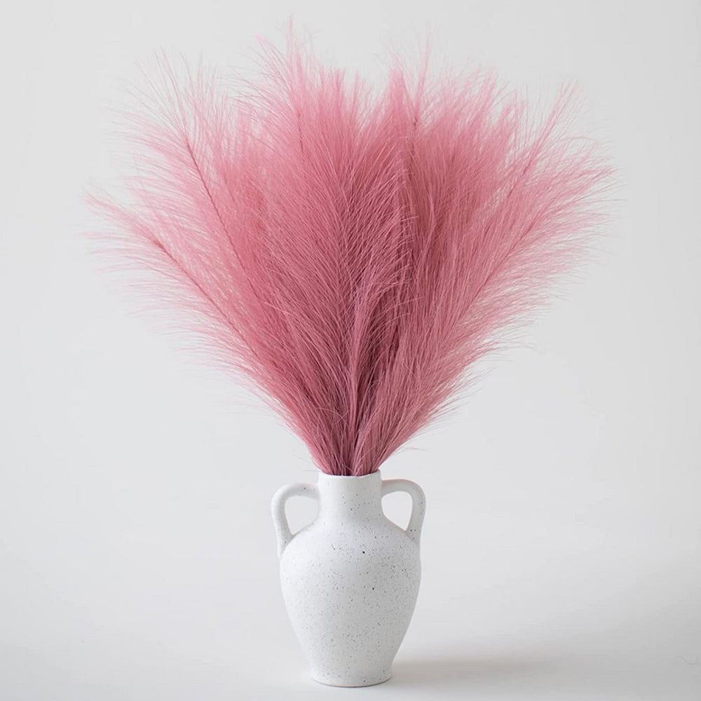 4Pcs Pink Faux Pampas Grass 50cm Tall Artificial Reed Fluffy Stems Home Decor
