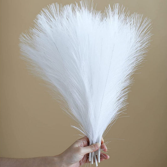 4Pcs White Faux Pampas Grass 50cm Tall Artificial Reed Fluffy Stems Home Decor