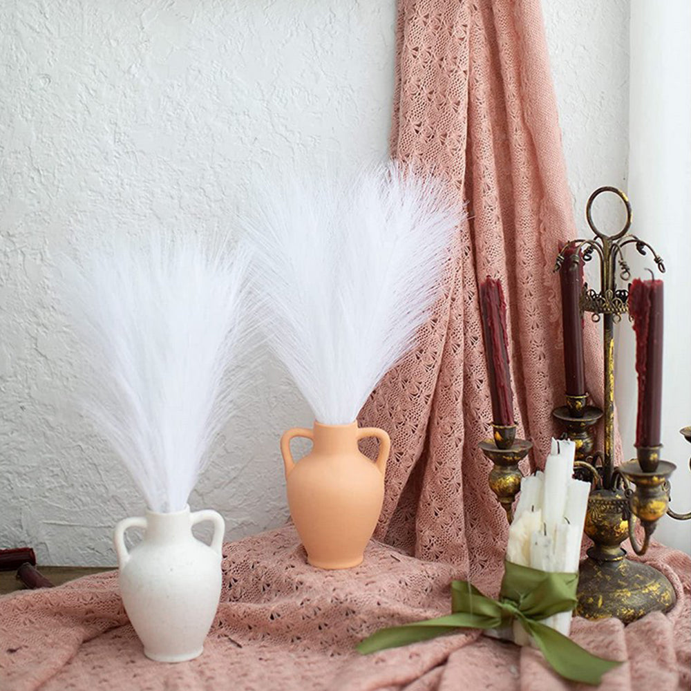 4Pcs White Faux Pampas Grass 50cm Tall Artificial Reed Fluffy Stems Home Decor