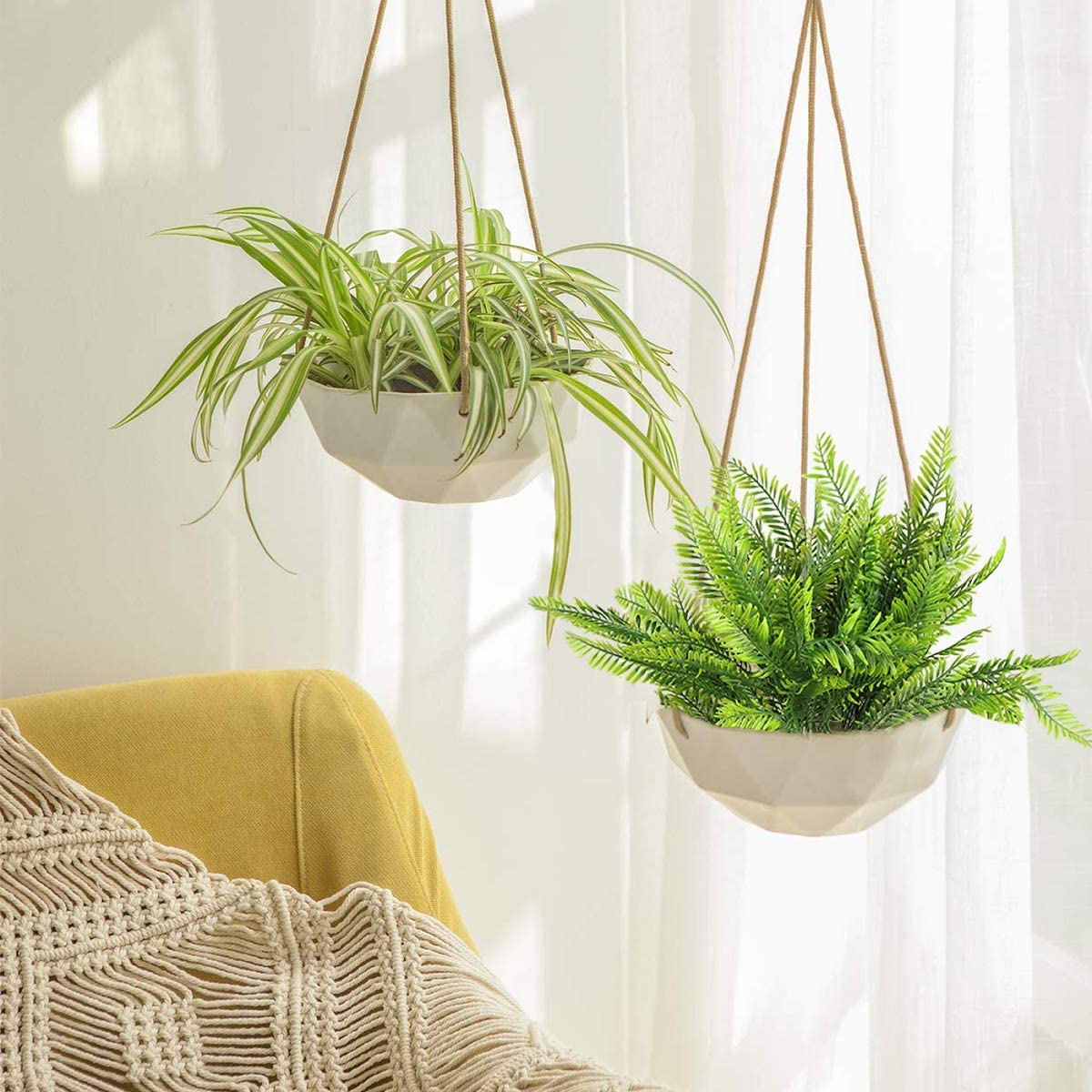 4Pcs Artificial Plants Fake Fern Faux Boston Fern Greenery Green Home Decor