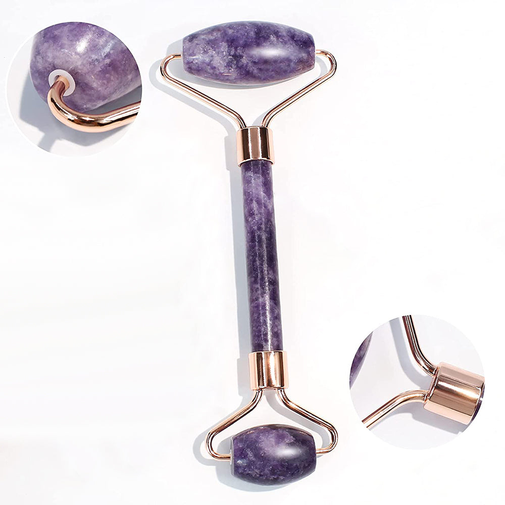 Purple Jade Roller Face Neck Gua Sha Scraping Massager Set