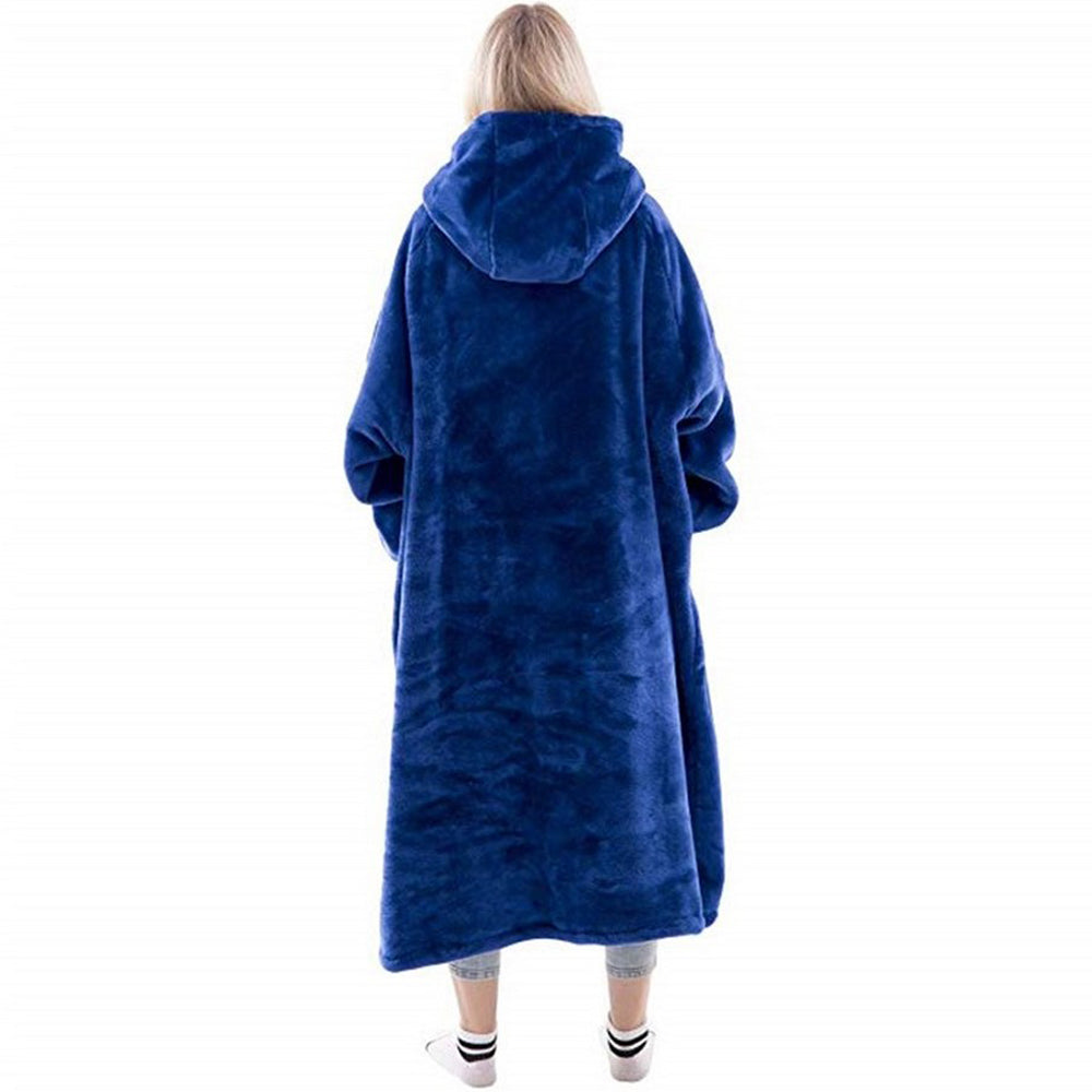 Royal Blue Unisex Hoodie Blanket Hooded Oversized Wearable Throw Blanket