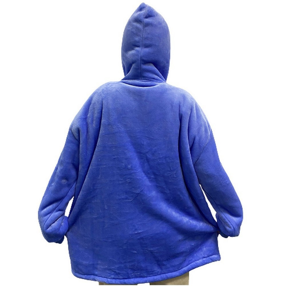 Blue Unisex Hoodie Blanket Hooded Oversized Wearable Throw Blanket Adult
