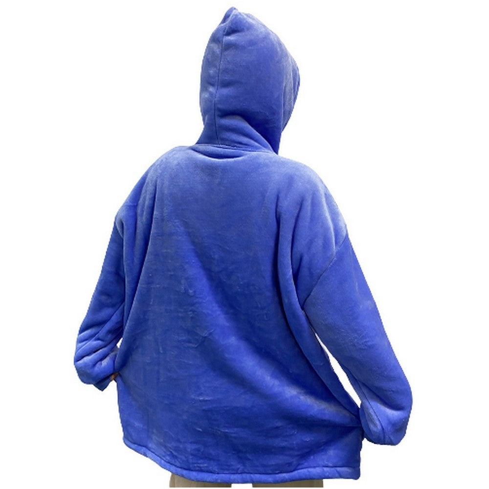 Blue Unisex Hoodie Blanket Hooded Oversized Wearable Throw Blanket Adult