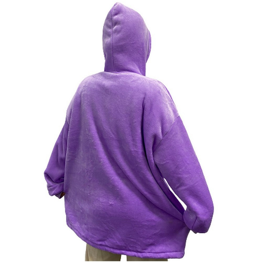 Purple Unisex Hoodie Blanket Hooded Oversized Wearable Throw Blanket