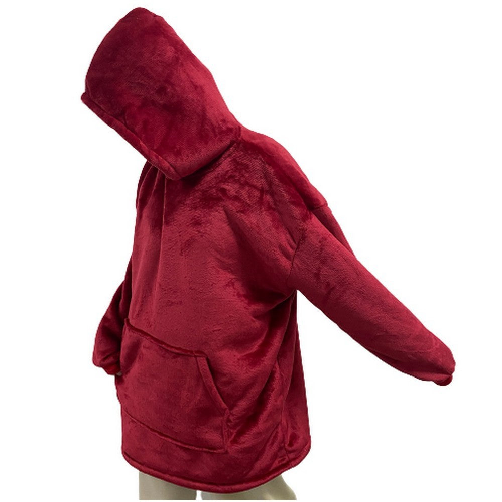 Red Unisex Hoodie Blanket Hooded Oversized Wearable Throw Blanket