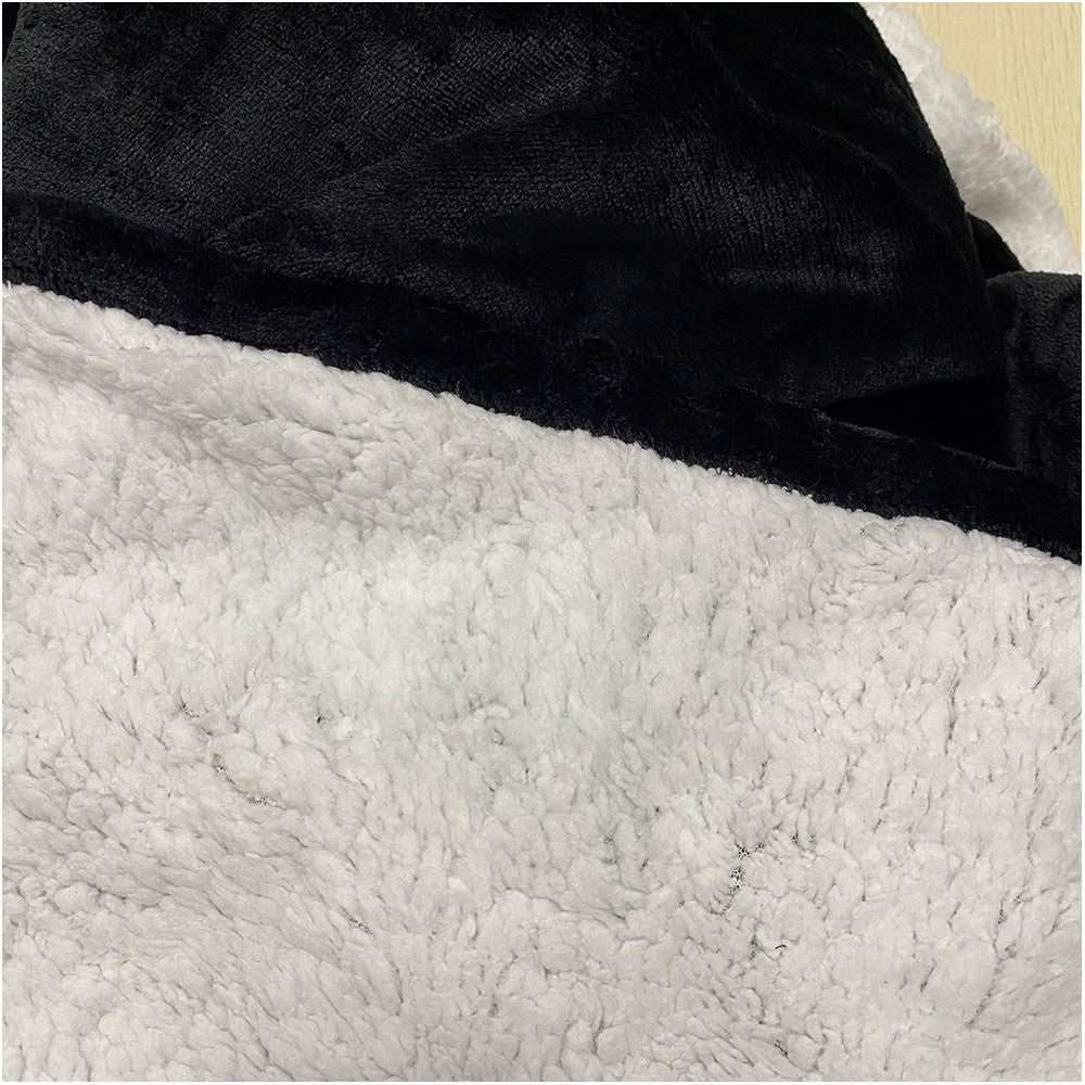 Black Unisex Hoodie Blanket Hooded Oversized Wearable Throw Blanket