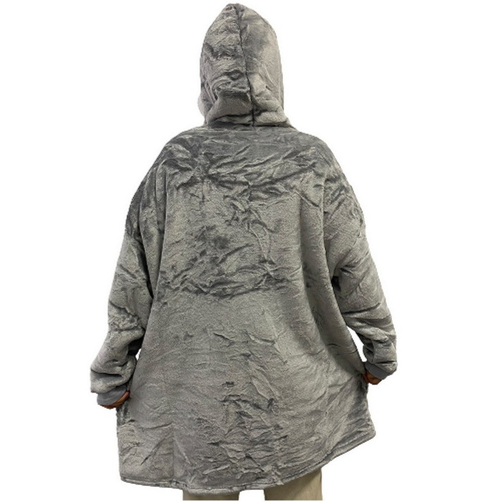 Light Grey Unisex Hoodie Blanket Hooded Oversized Wearable Throw Blanket
