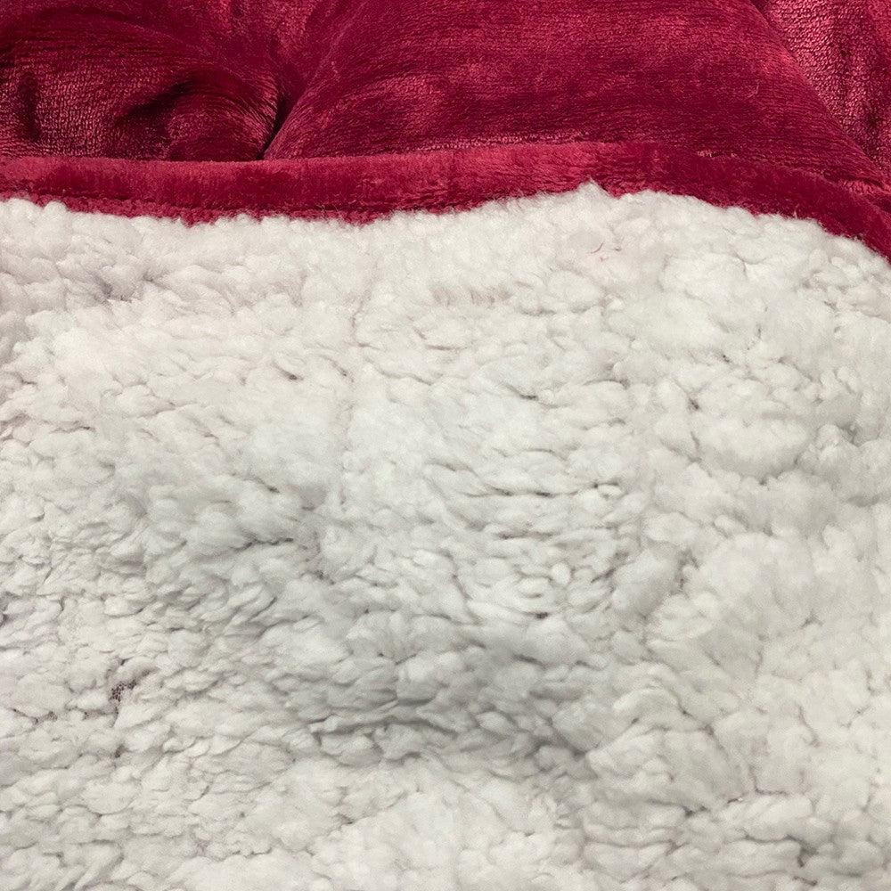 Wine Red Unisex Hoodie Blanket Hooded Oversized Wearable Throw Lazy Blanket