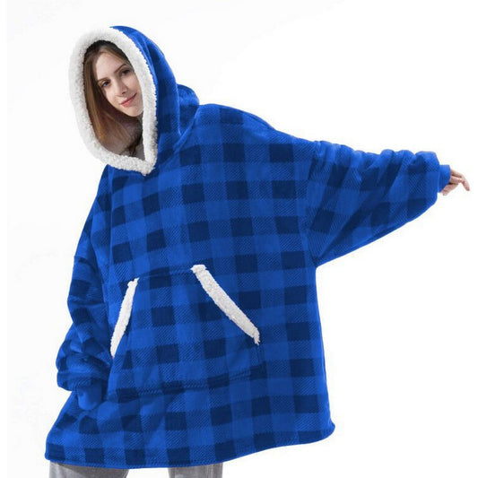Unisex Hoodie Blanket Sherpa Hooded Oversized Wearable Throw Blanket