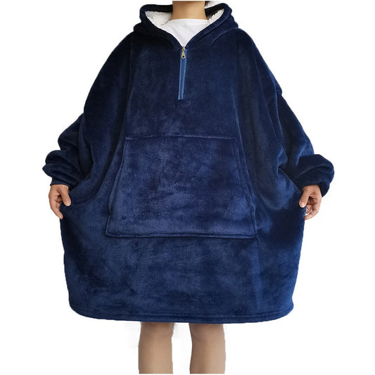 Sherpa Hoodie Blanket Hooded Oversized Blanket Blue