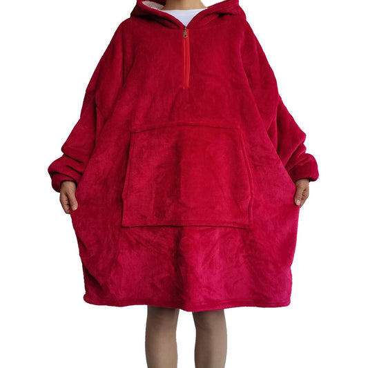 Sherpa Hoodie Blanket Hooded Oversized Blanket Red