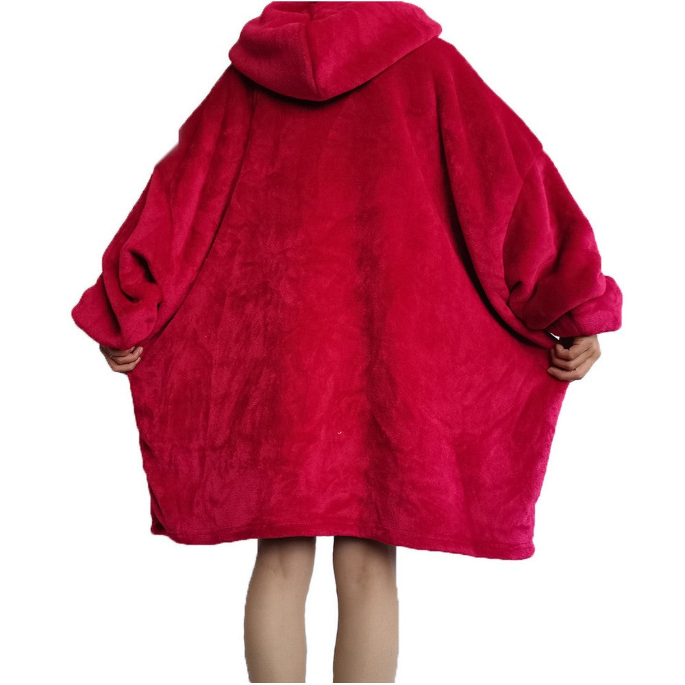 Sherpa Hoodie Blanket Hooded Oversized Blanket Red