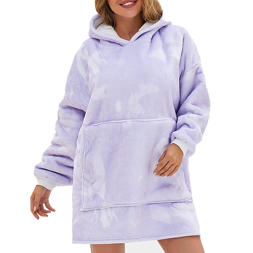 Oversized Hoodie Blanket Sherpa Tie Dye Hoodie Blanket Fleece Hooded Blanket Purple