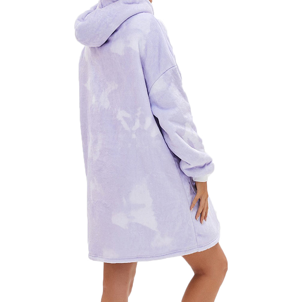 Oversized Hoodie Blanket Sherpa Tie Dye Hoodie Blanket Fleece Hooded Blanket Purple