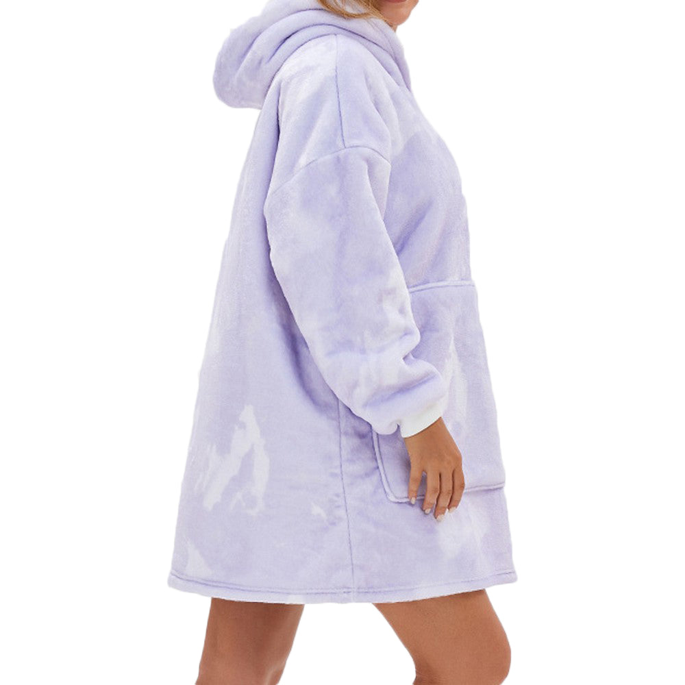 Oversized Hoodie Blanket Sherpa Tie Dye Hoodie Blanket Fleece Hooded Blanket Purple
