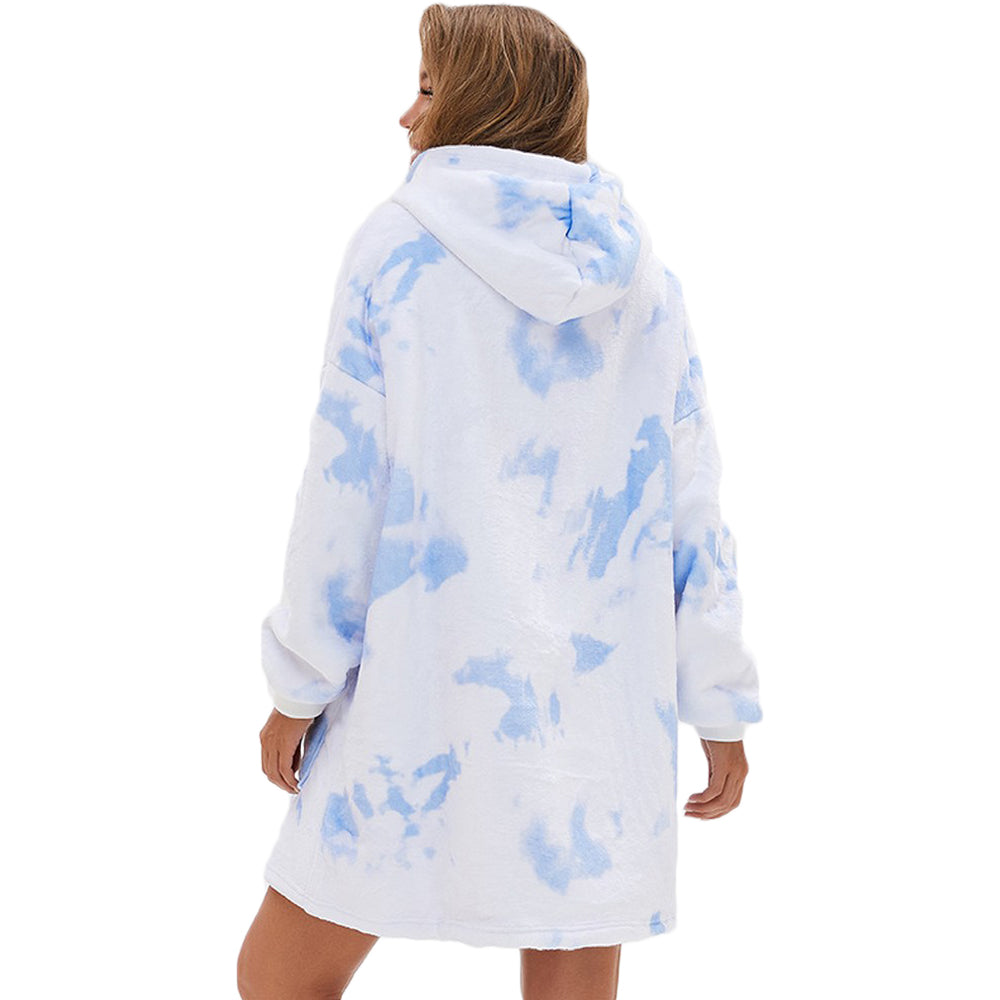 Oversized Hoodie Blanket Sherpa Tie Dye Hoodie Blanket Fleece Hooded Blanket White
